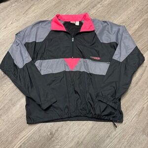Vintage Nike Windbreaker Jacket Mens Large Half Zip Colorblock Black Grey Pink